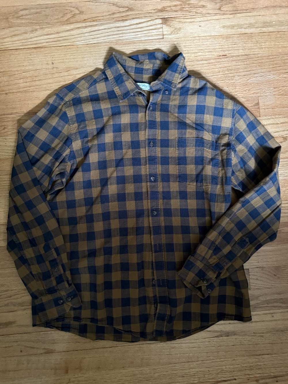 Men's Brown Checked Button-Down Shirt